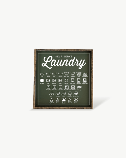 Laundry Symbols Wood Sign - AURABAGS SHOP