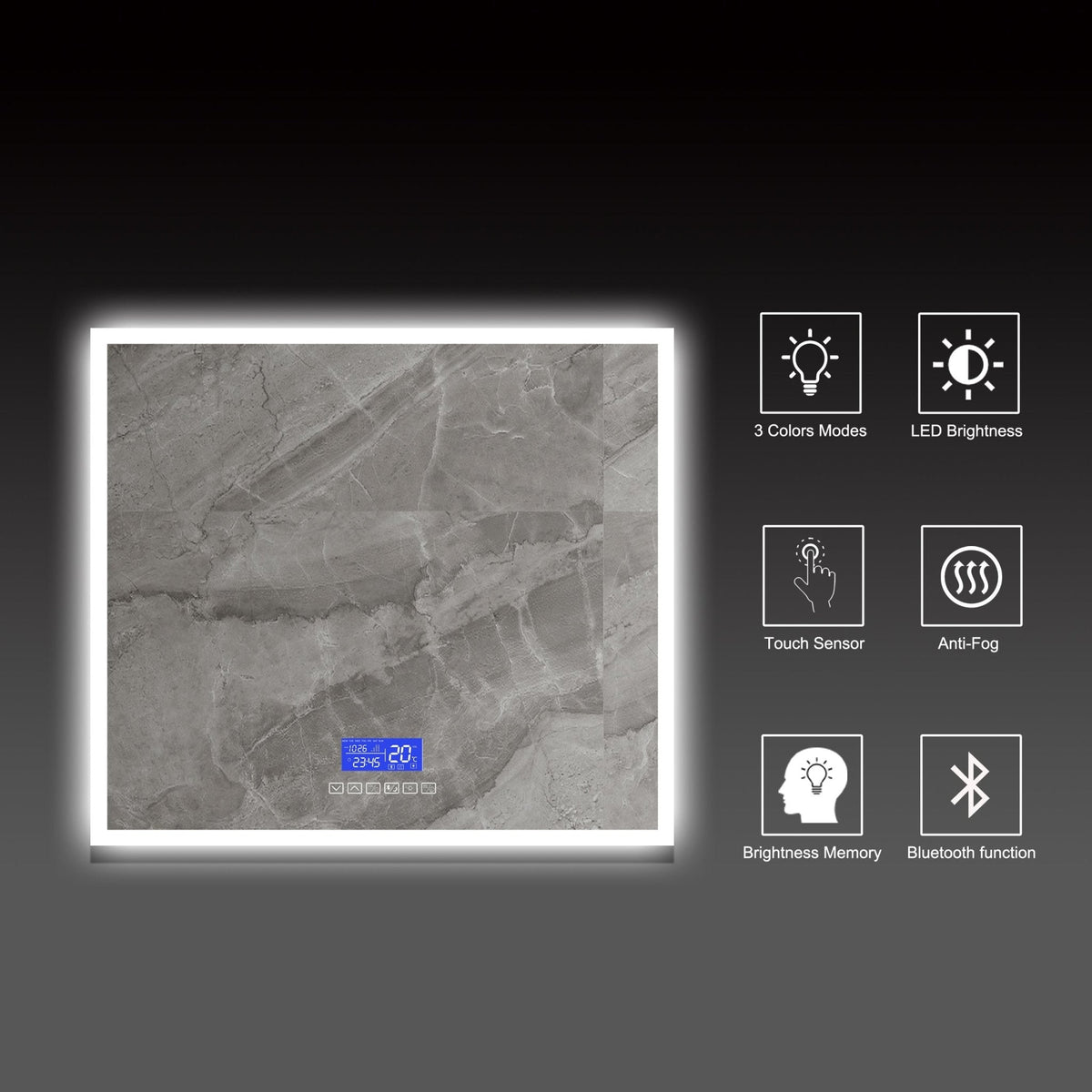 LED Bluetooth Bathroom Mirror with Speaker, Anti-Fog, Dimmable – 24" / 30" / 36" / 42" / 60" x 32"