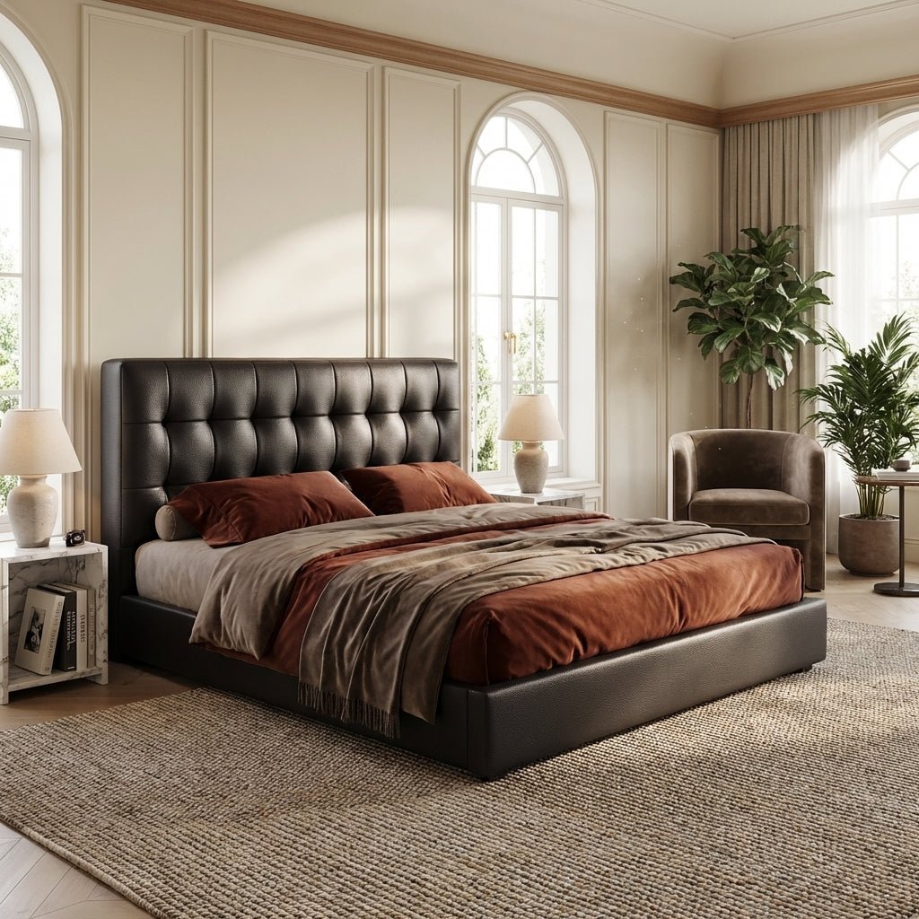 Leo Contemporary Eco-Leather Platform Bed