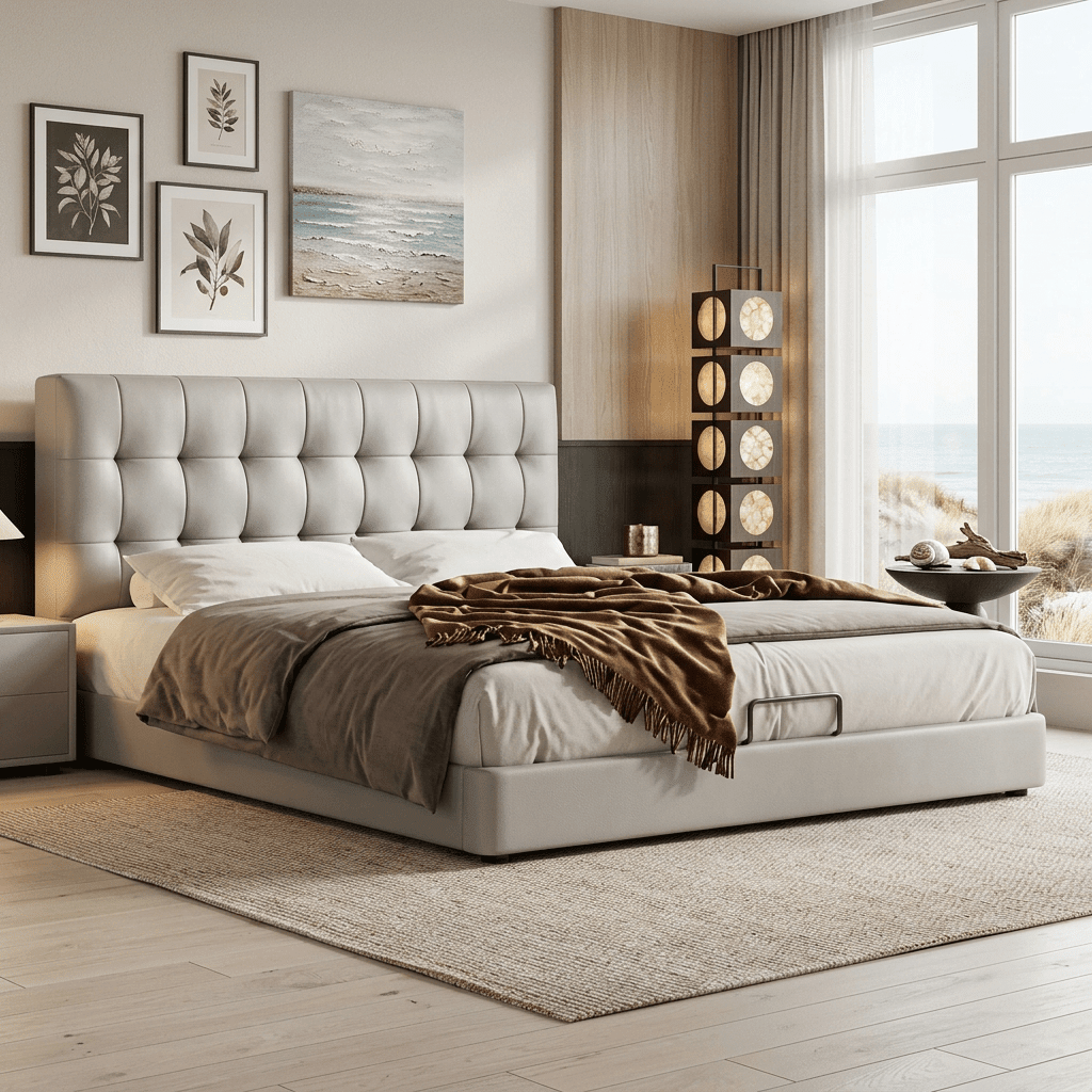 Leo Contemporary Eco-Leather Platform Bed