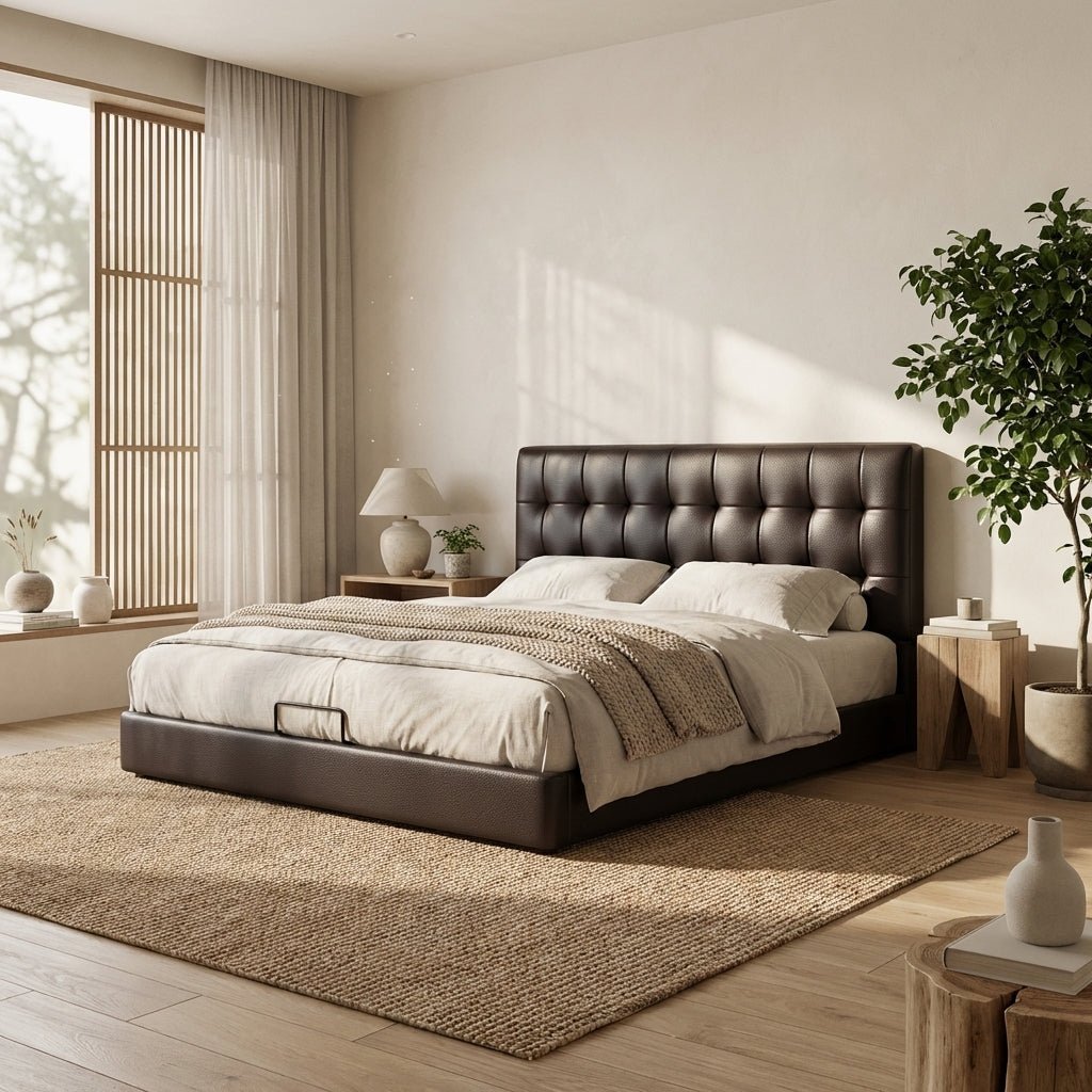Leo Contemporary Eco-Leather Platform Bed