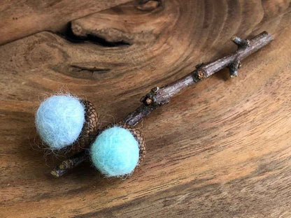 Acorn Stem | Felted | Baby Blue & Turquoise