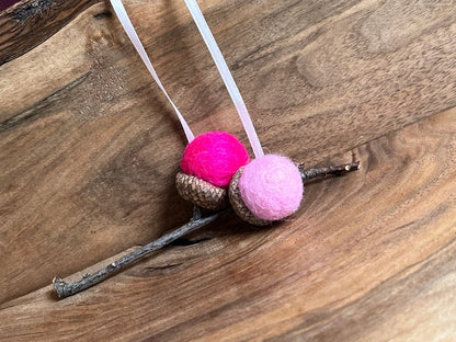 Acorn Stem | Felted | Shades of Pink