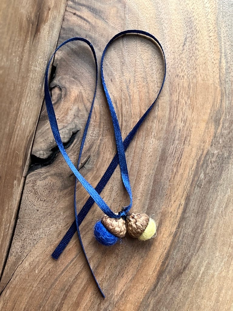 Tiny Double Felted Acorn | Royal Blue & Cream | Aromatherapy Diffuser