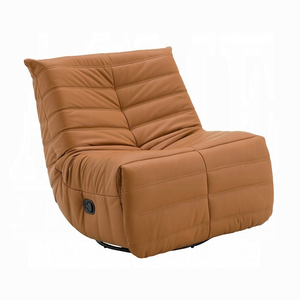 Brasov Swivel Faux Leather Recliner Accent Chair - Burnt Orange