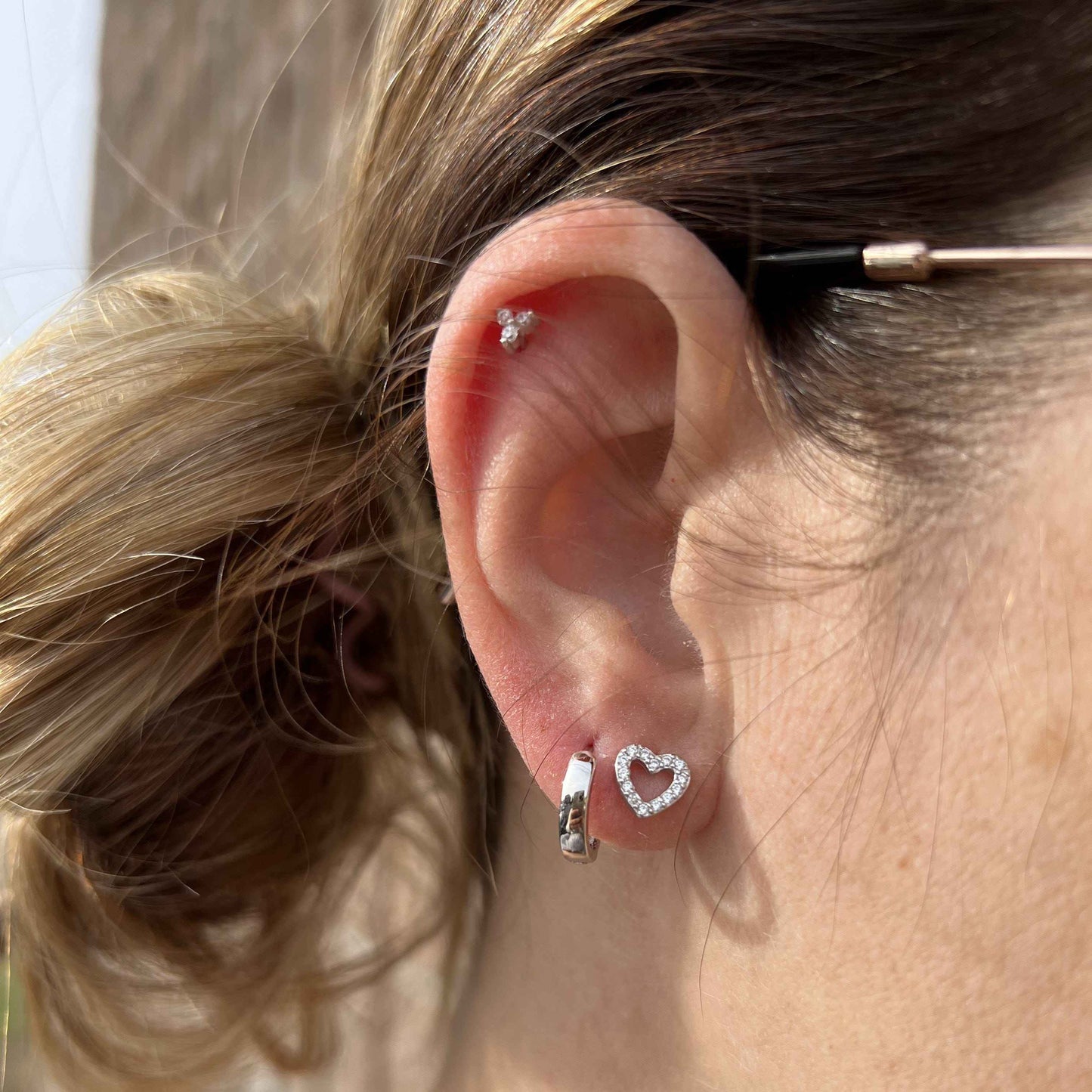 Boucles d'oreilles Coeurs en argent sterling