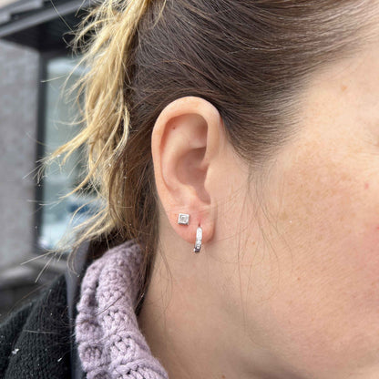 Boucles d'oreilles Huggies Princesse en argent sterling