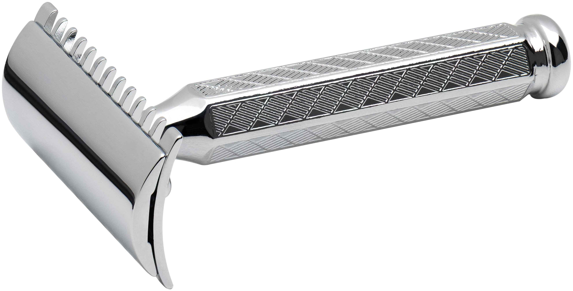 Merkur 41C 3-Piece DE Safety Razor, Open Comb, Classic 1906 Etched Handle, Chrome