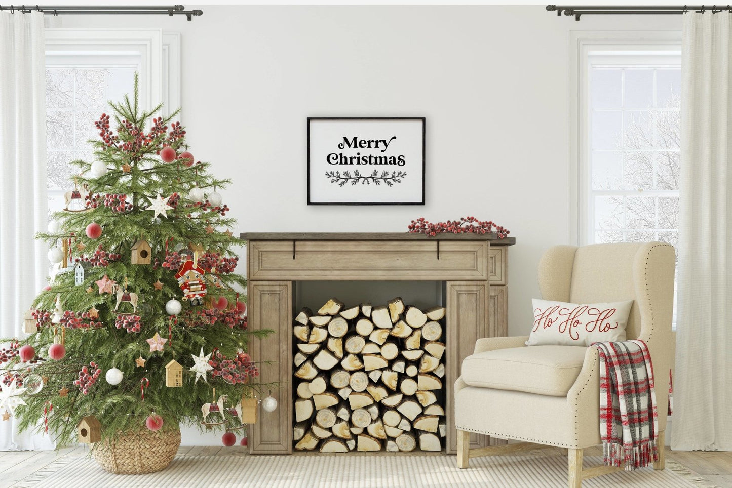 Merry Christmas Large Wood Sign