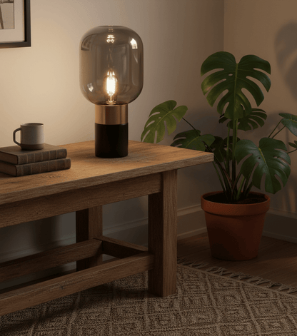 Midnight Smoke & Brass Table Light