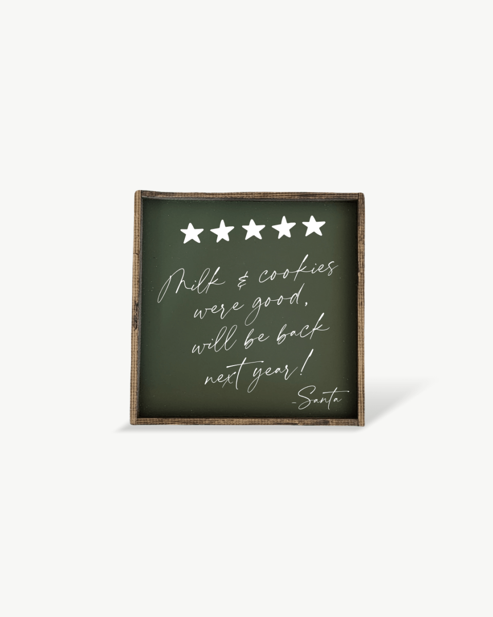 Milk & Cookies Santa Review - Framed Christmas Print