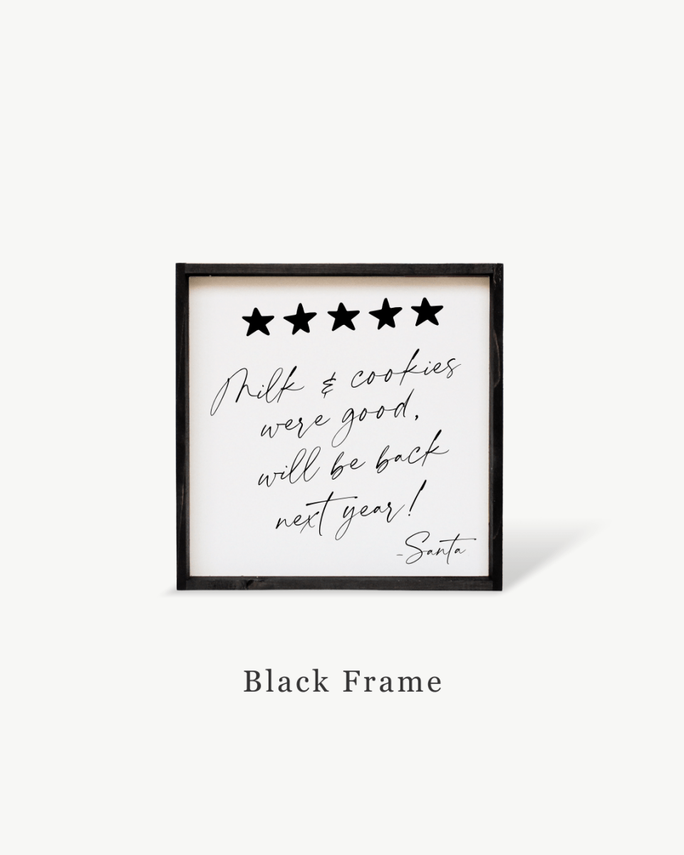 Milk & Cookies Santa Review - Framed Christmas Print