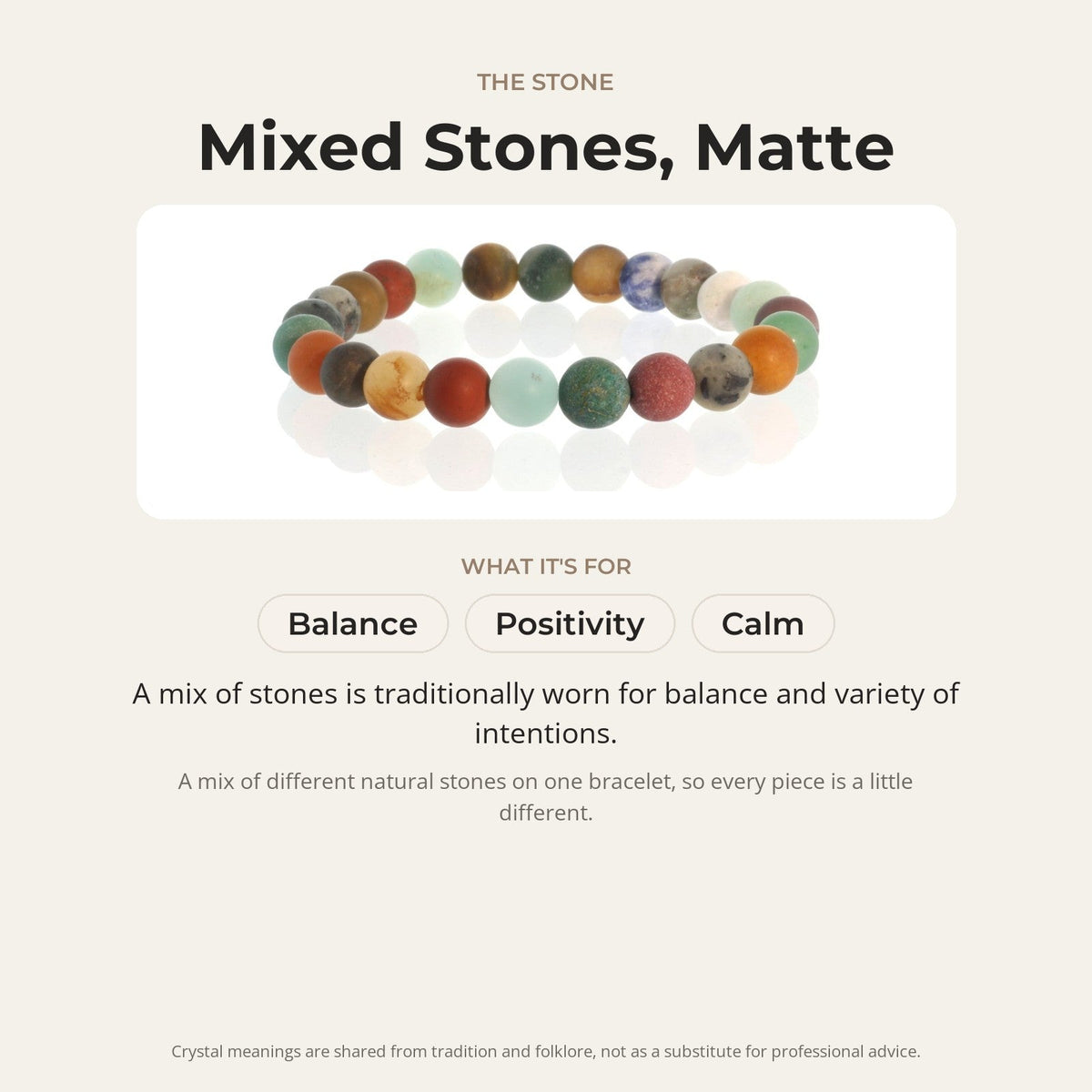 Mix Stones Matte Round Bracelet - 8mm