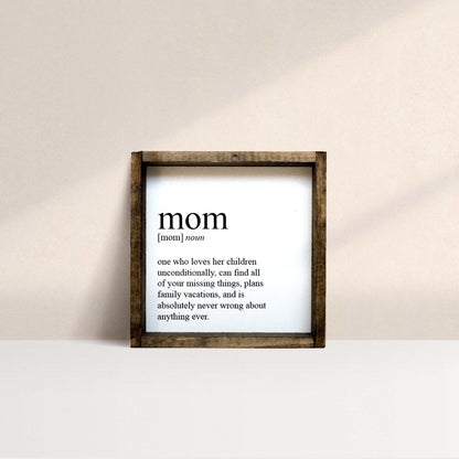 Mom Definition Wood Sign - AURABAGS SHOP