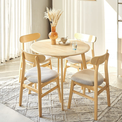 Oslo Round Natural Rubberwood Dining Set