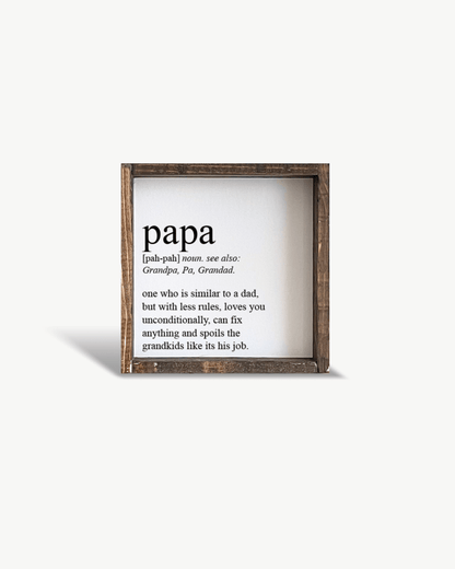 Papa Definition Wood Sign– Grandfather Gift Wall Art - AURABAGS SHOP