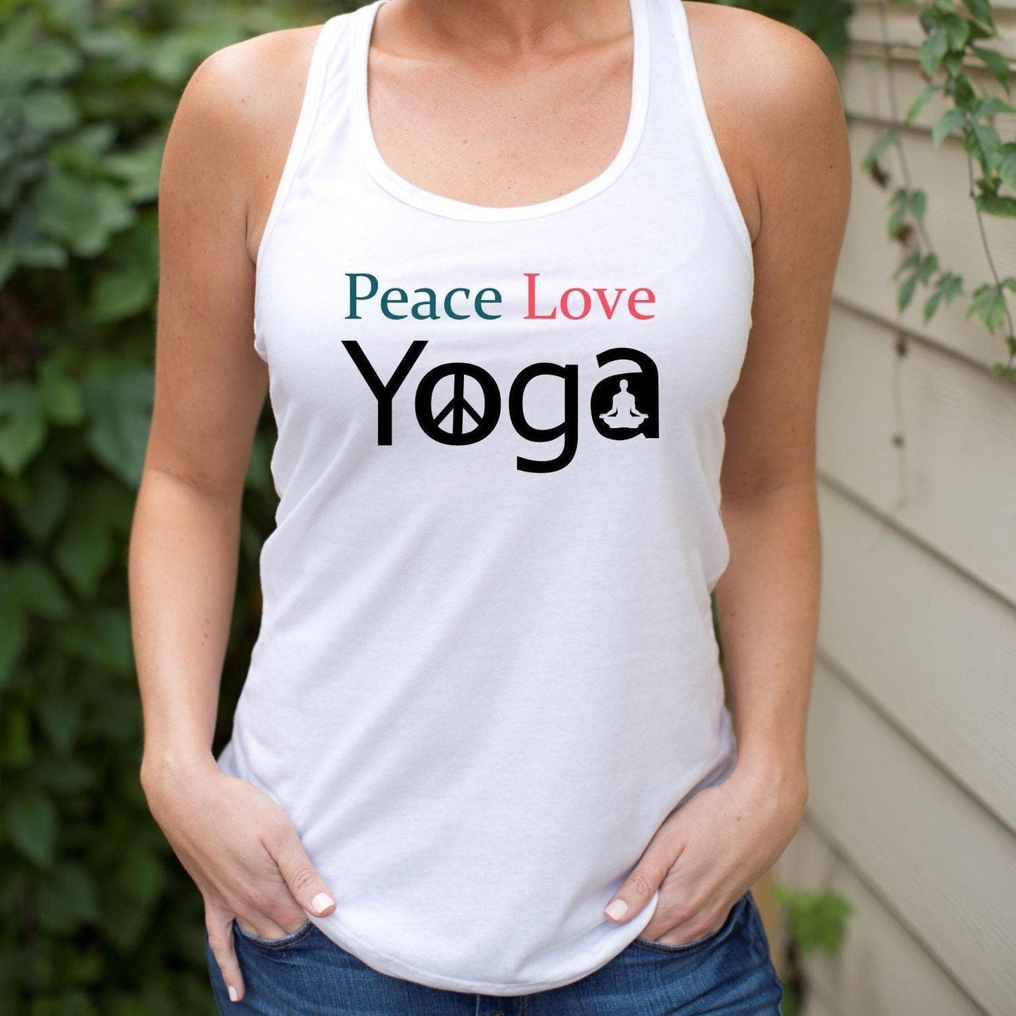 Peace Love Yoga Racerback Tank Top