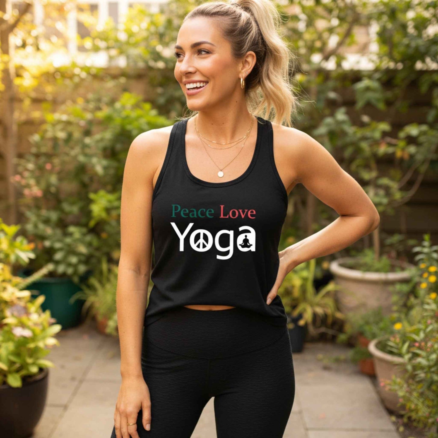 Peace Love Yoga Racerback Tank Top