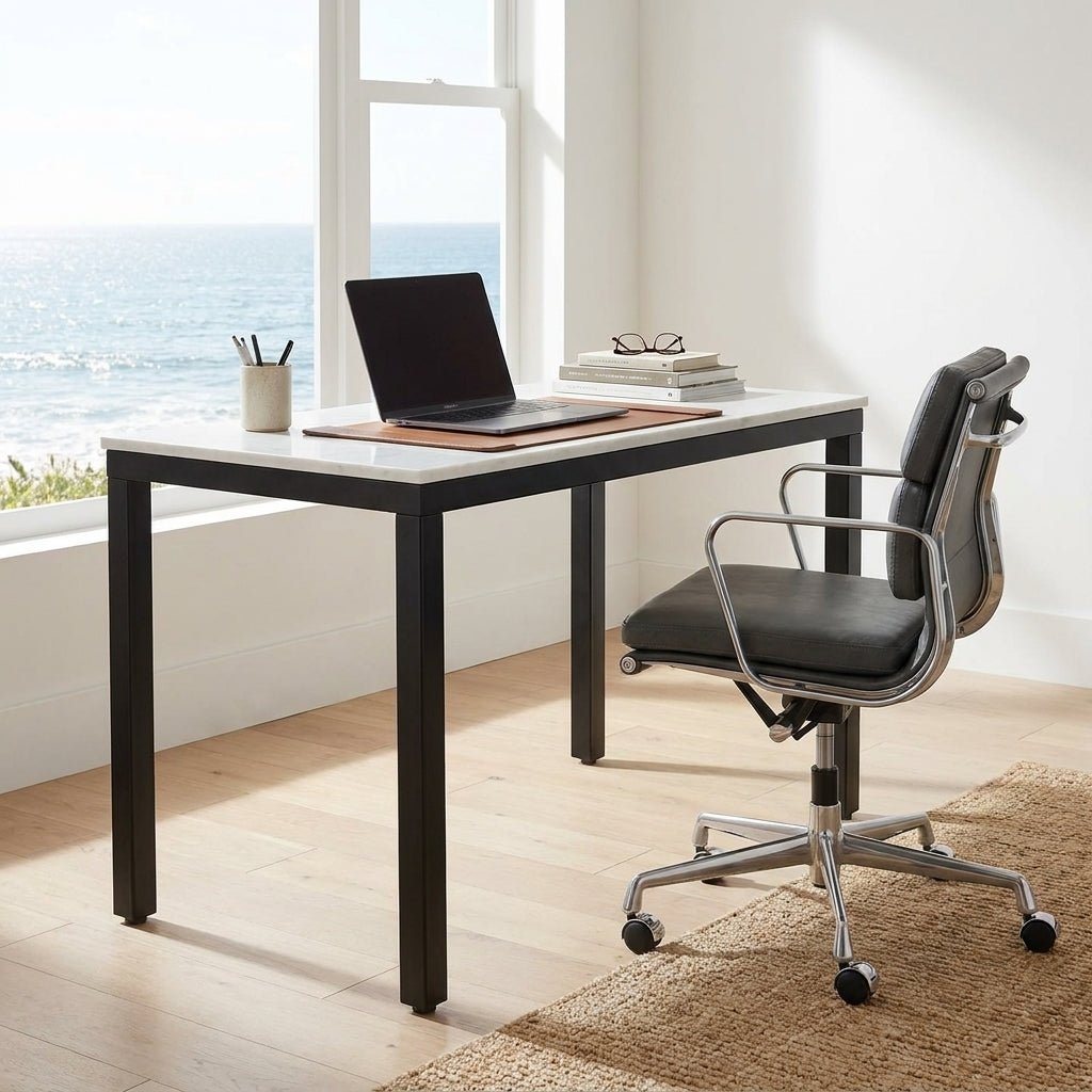 Pemberton Marble Mini Desk White