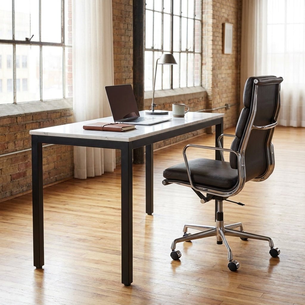 Pemberton Marble Mini Desk White