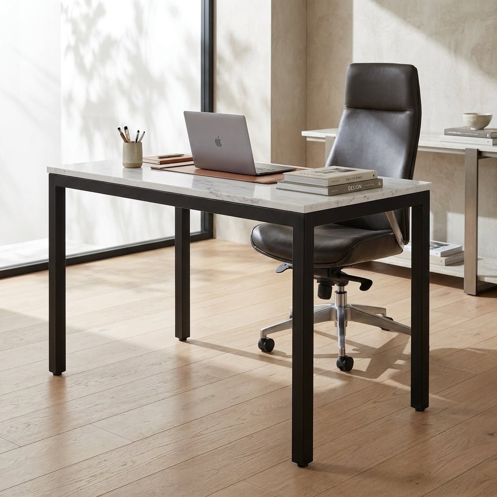 Pemberton Marble Mini Desk White