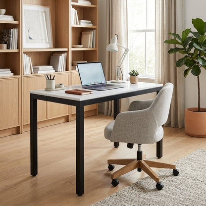 Pemberton Marble Mini Desk White