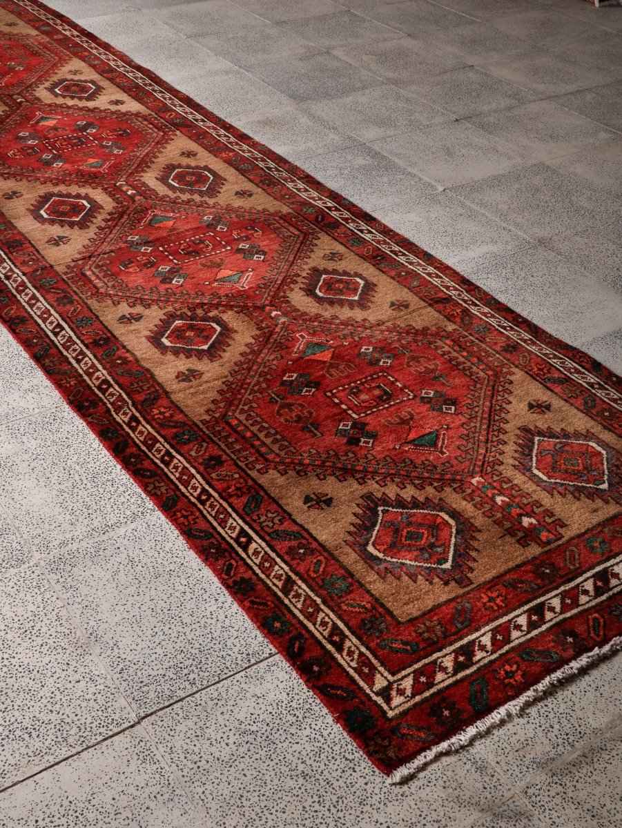 Persian Meshkin Runner Rug | 3' 6” x 13' 4"