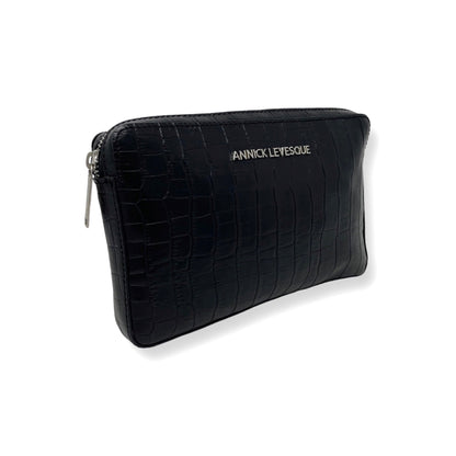 Petit sac bandoulière en Cuir Annie, Noir embossé