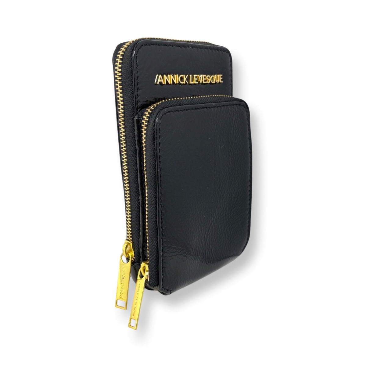 Petit sac à bandoulière en cuir vernis noir vernis - Marie-Josée