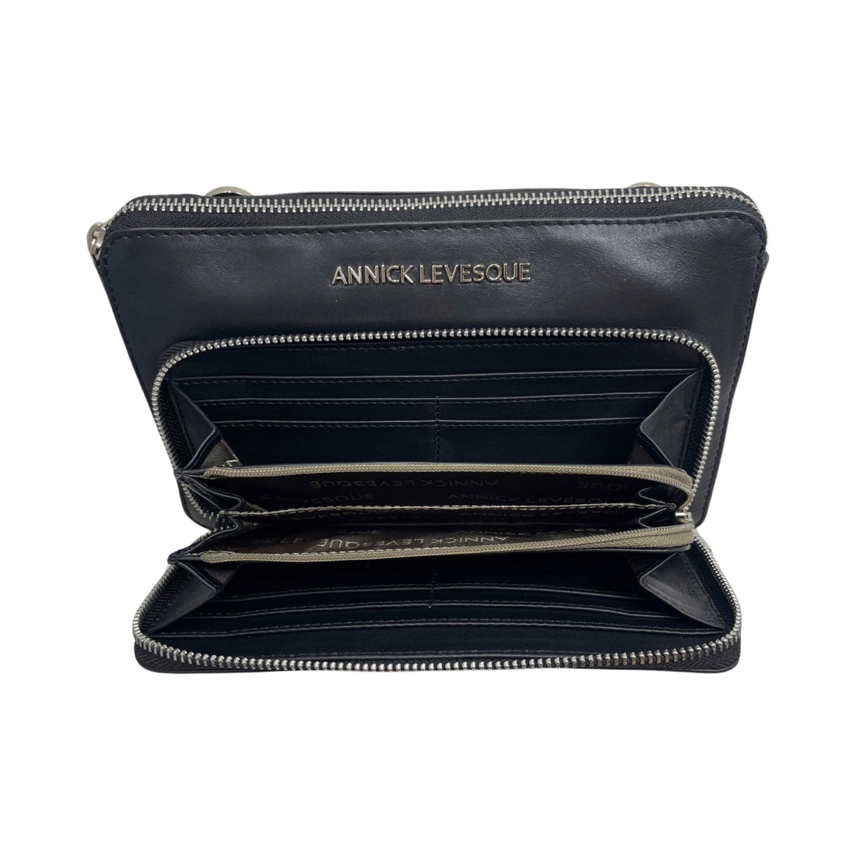 Petit sac à Bandoulière Portefeuille en Cuir Véritable noir, Carmen - PRÉCOMMANDE