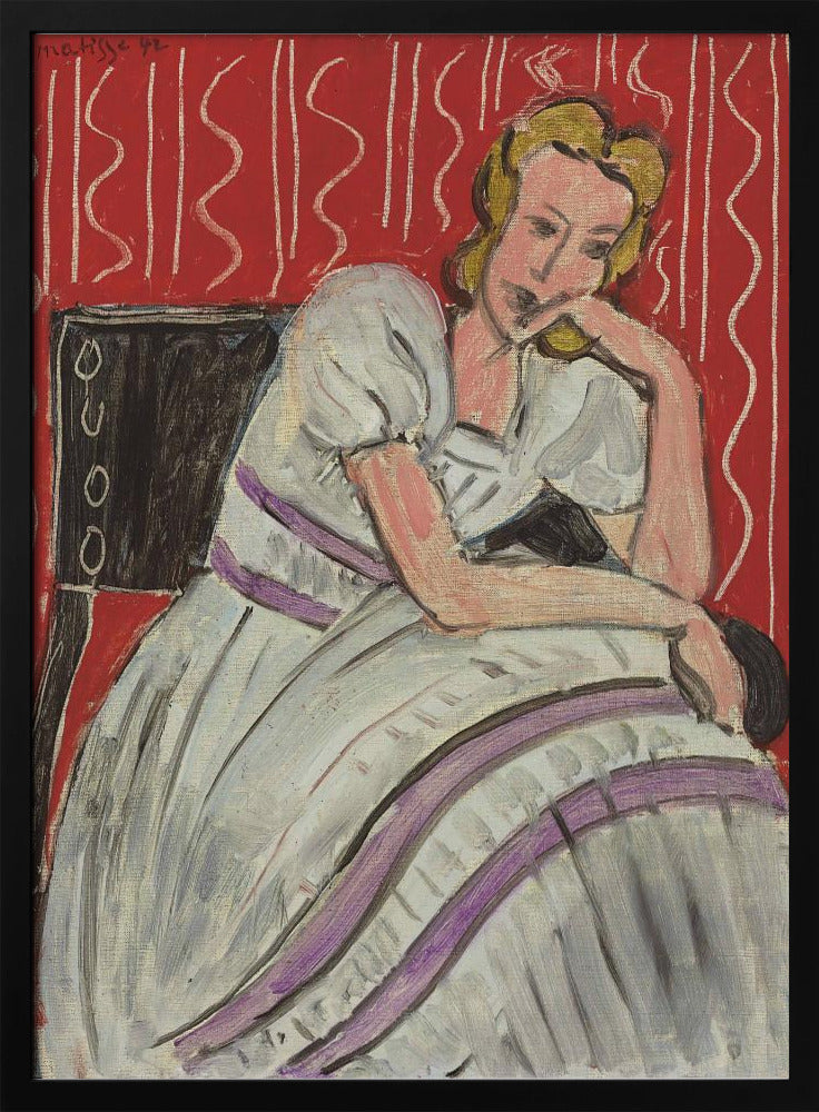 Wall art Jeune Femme Assise En Robe Grise