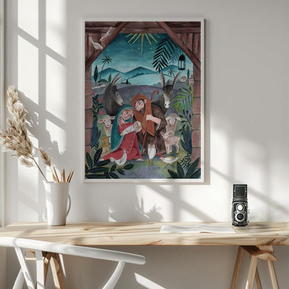 Wall art Christmas with Mary and baby Jesus Canvas Print