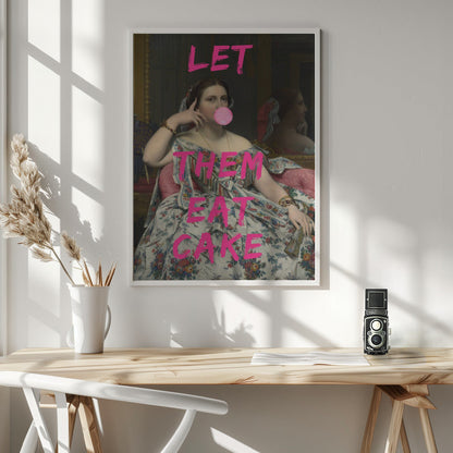 Wall art Let Them Eat Cake, Bubble Gum Vintage Portrait