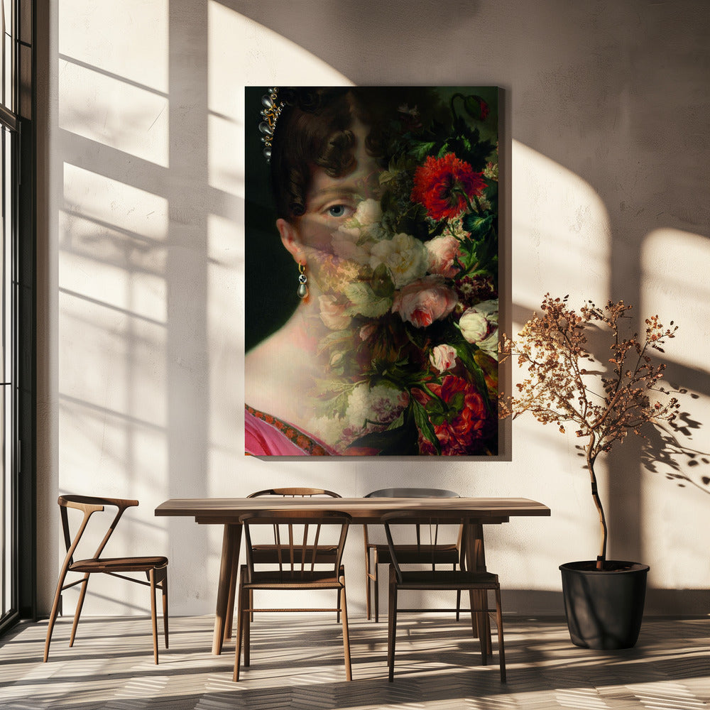 Portrait of Hortense de Beauharnais, queen of Holland with flower still life