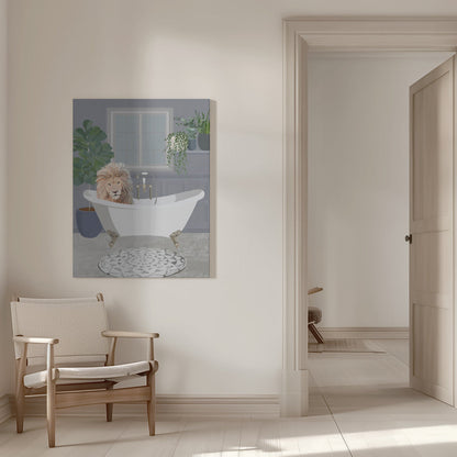 Wall Art Lion Takes A Bath Canvas Print