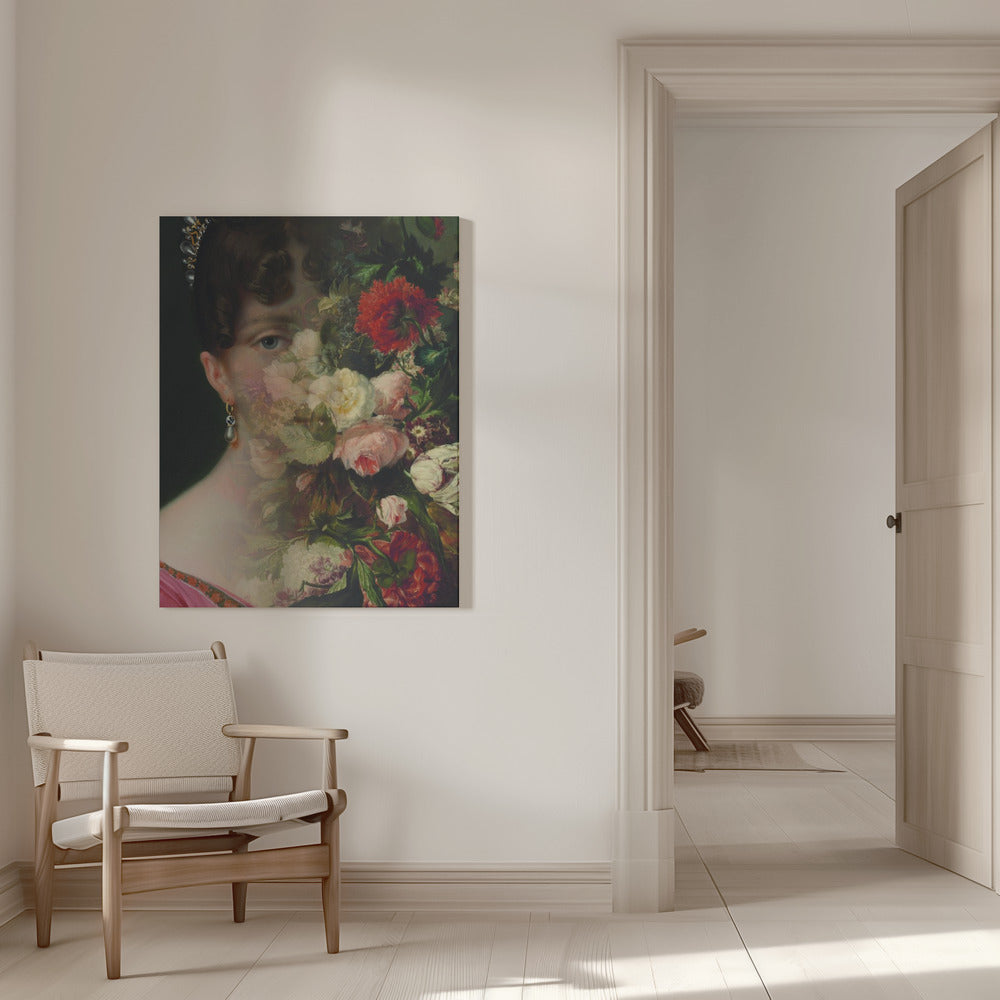 Portrait of Hortense de Beauharnais, queen of Holland with flower still life