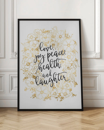 Wall art Holiday wishes with gold flowers Canvas Print