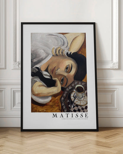 Wall art Lorette Con Una Tazza Di Caffe 1916 Boarder