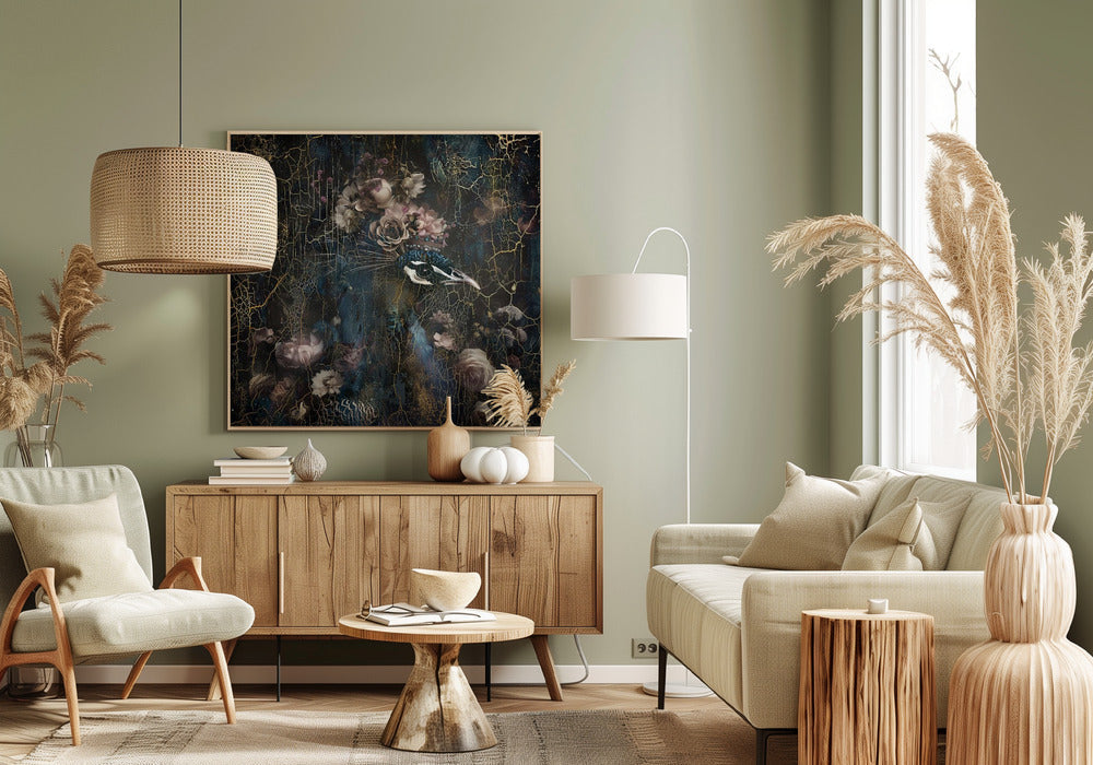 Wall art Peacock Animal Vintage Art Illustration Wallart 2