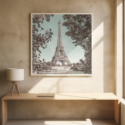 Wall art PARIS Eiffel Tower &amp; River Seine | urban vintage style
