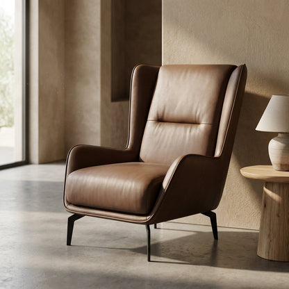 PM06 Premium Cowhide Leather Relaxation Chair with Ottoman