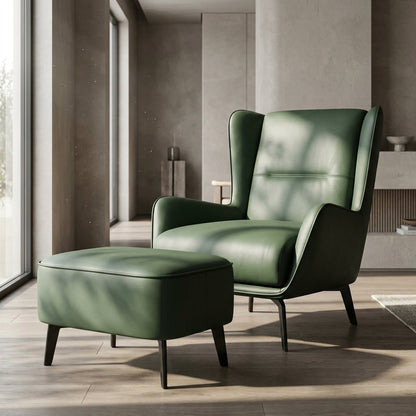 PM06 Premium Cowhide Leather Relaxation Chair with Ottoman