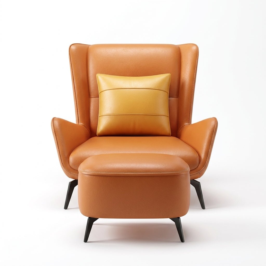 PM06 Premium Cowhide Leather Relaxation Chair with Ottoman