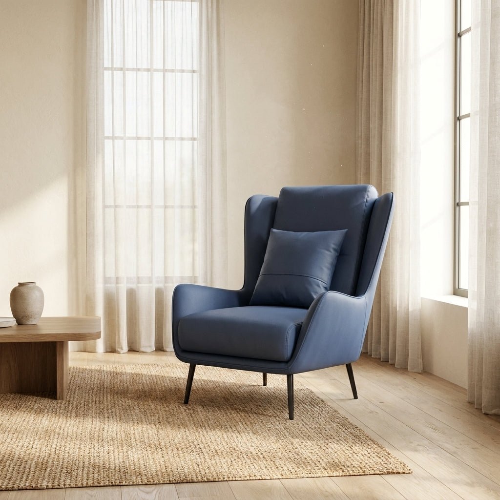 PM06 Premium Cowhide Leather Relaxation Chair with Ottoman