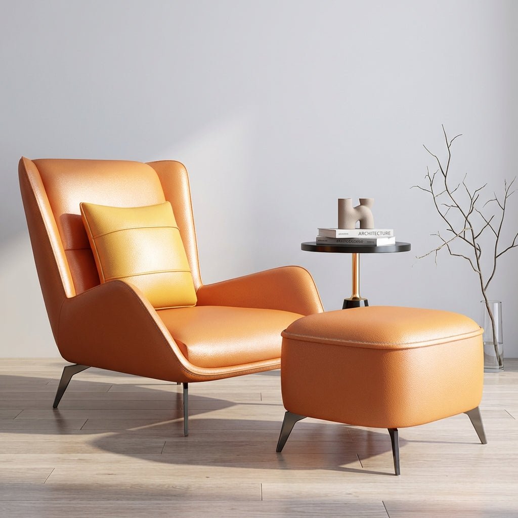 PM06 Premium Cowhide Leather Relaxation Chair with Ottoman