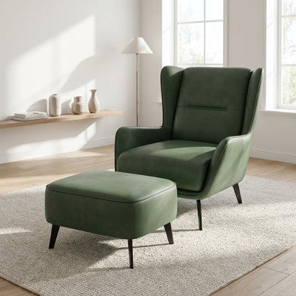 PM06 Premium Cowhide Leather Relaxation Chair with Ottoman
