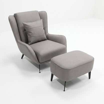 PM06 Premium Cowhide Leather Relaxation Chair with Ottoman
