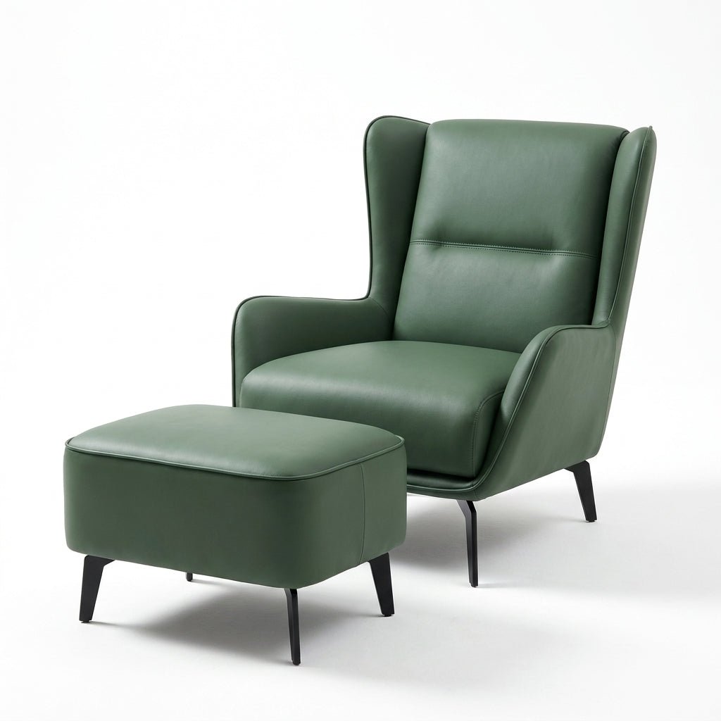 PM06 Premium Cowhide Leather Relaxation Chair with Ottoman