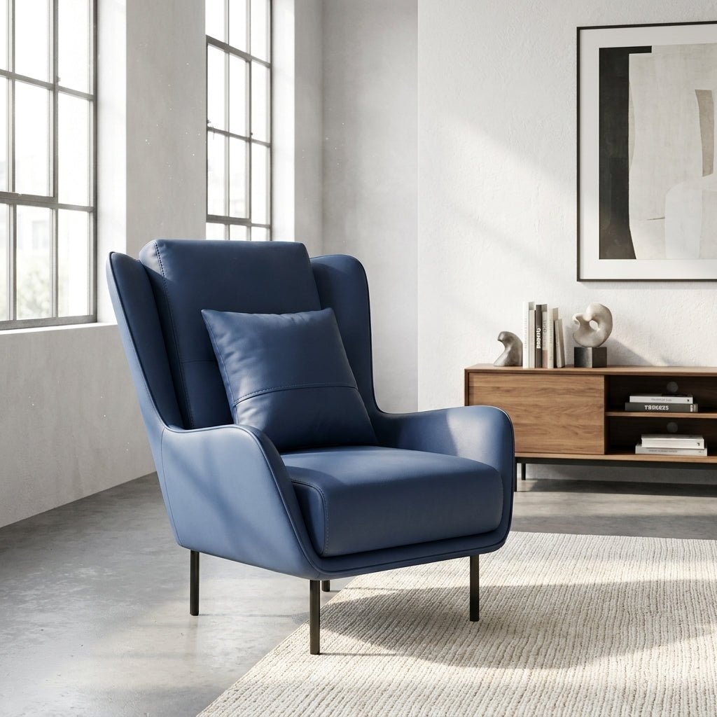 PM06 Premium Cowhide Leather Relaxation Chair with Ottoman
