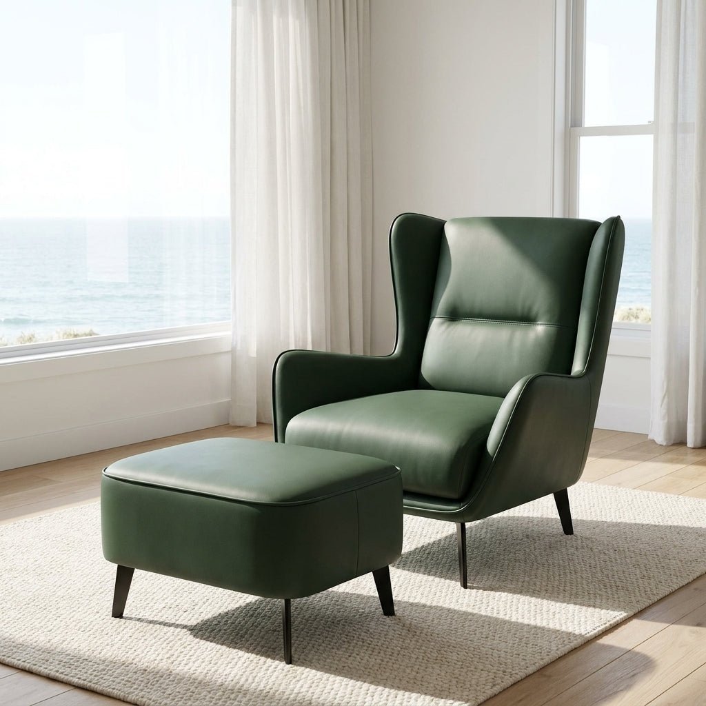 PM06 Premium Cowhide Leather Relaxation Chair with Ottoman